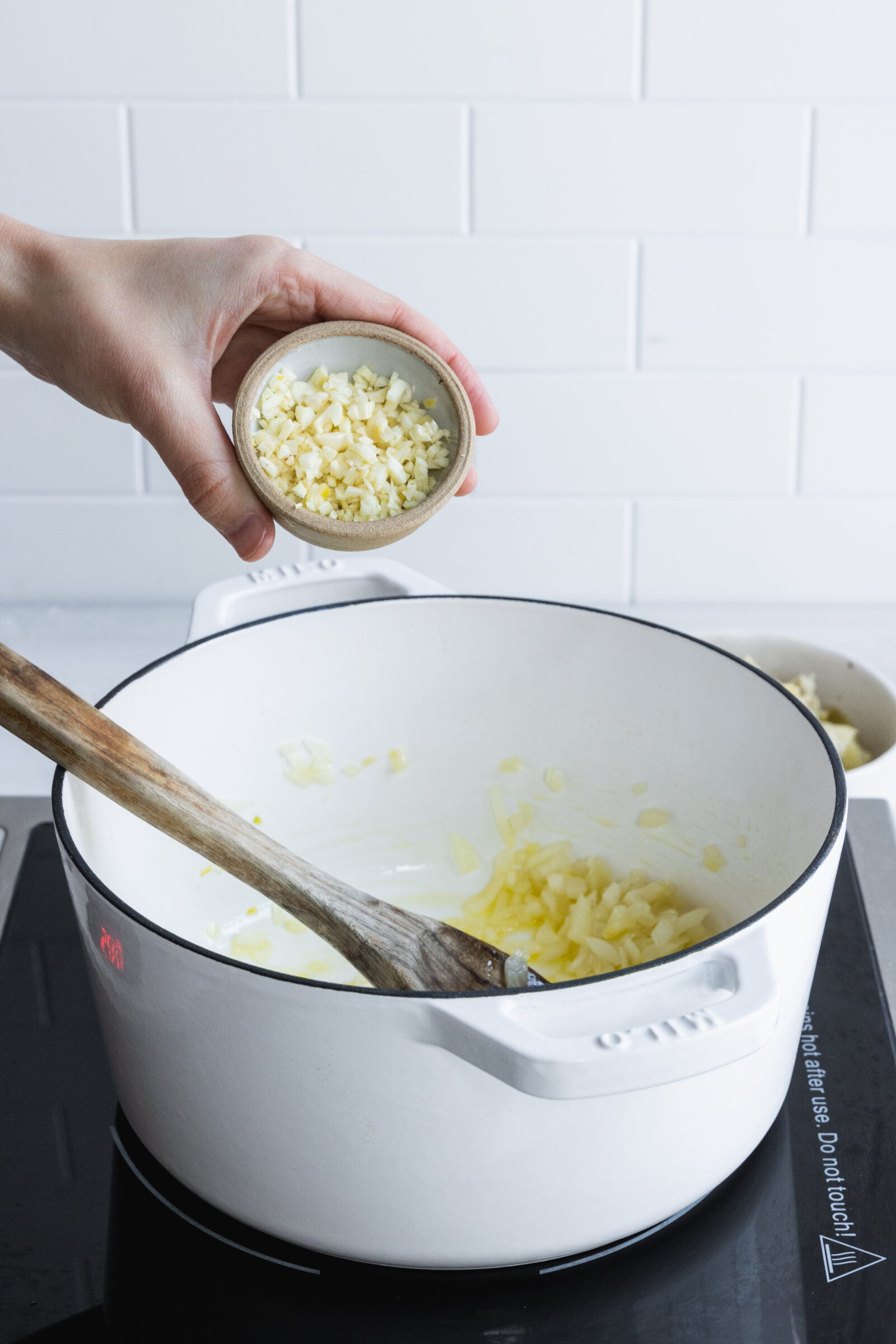 Adding garlic