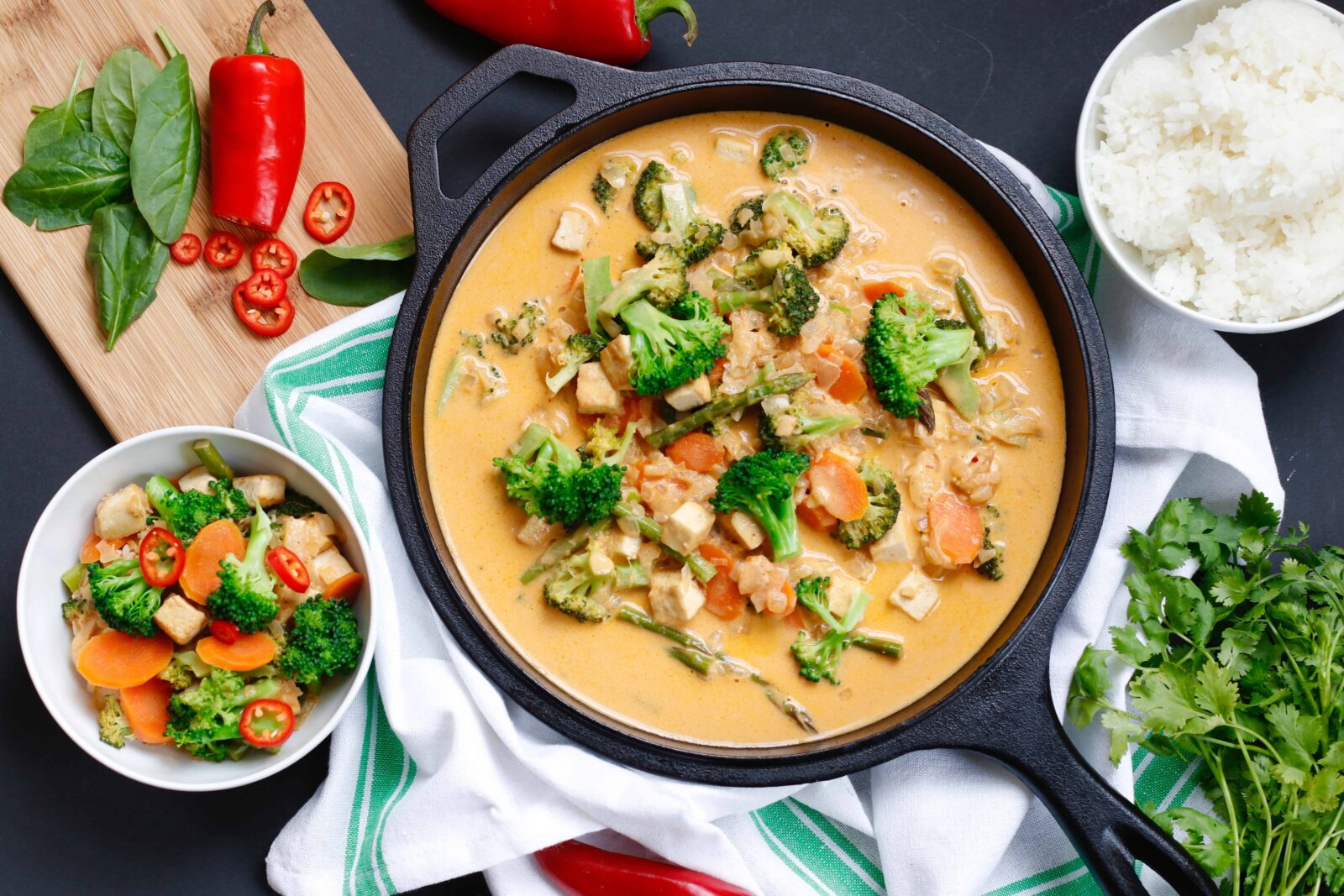 Red Thai Vegetable Curry served with rice