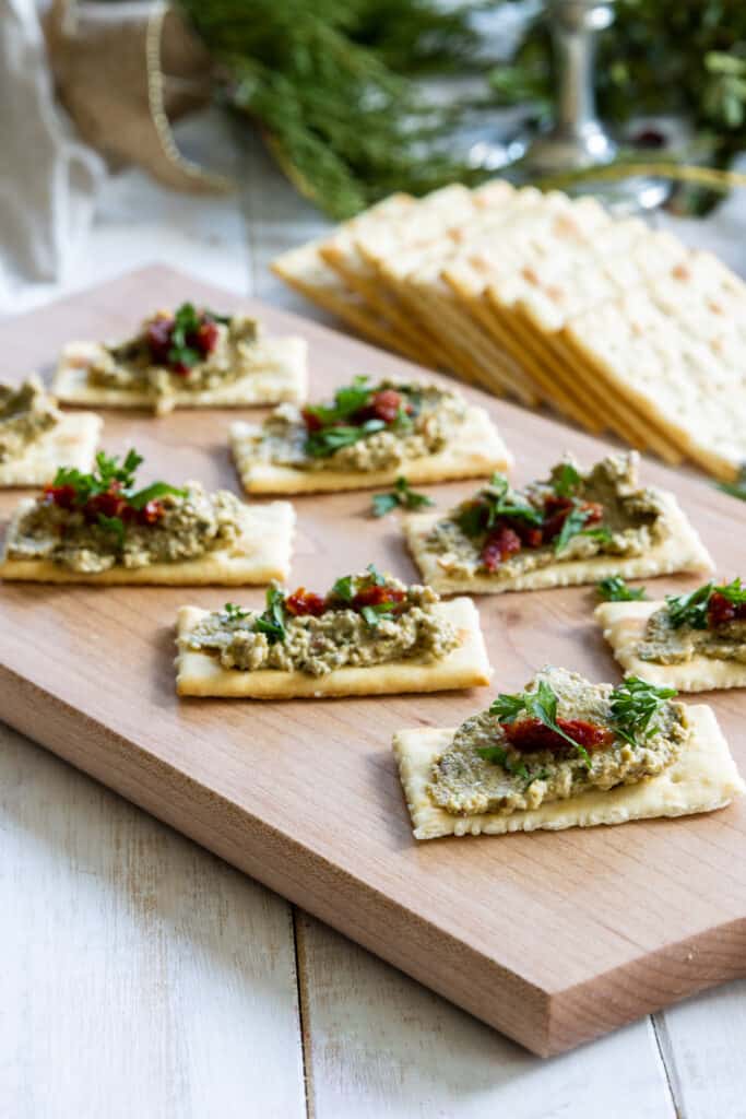 Green or Black Olive Tapenade served on crackers