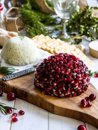 Vegan Roasted Garlic & Herb Cheesy Spreadable Dip with Pomegranate