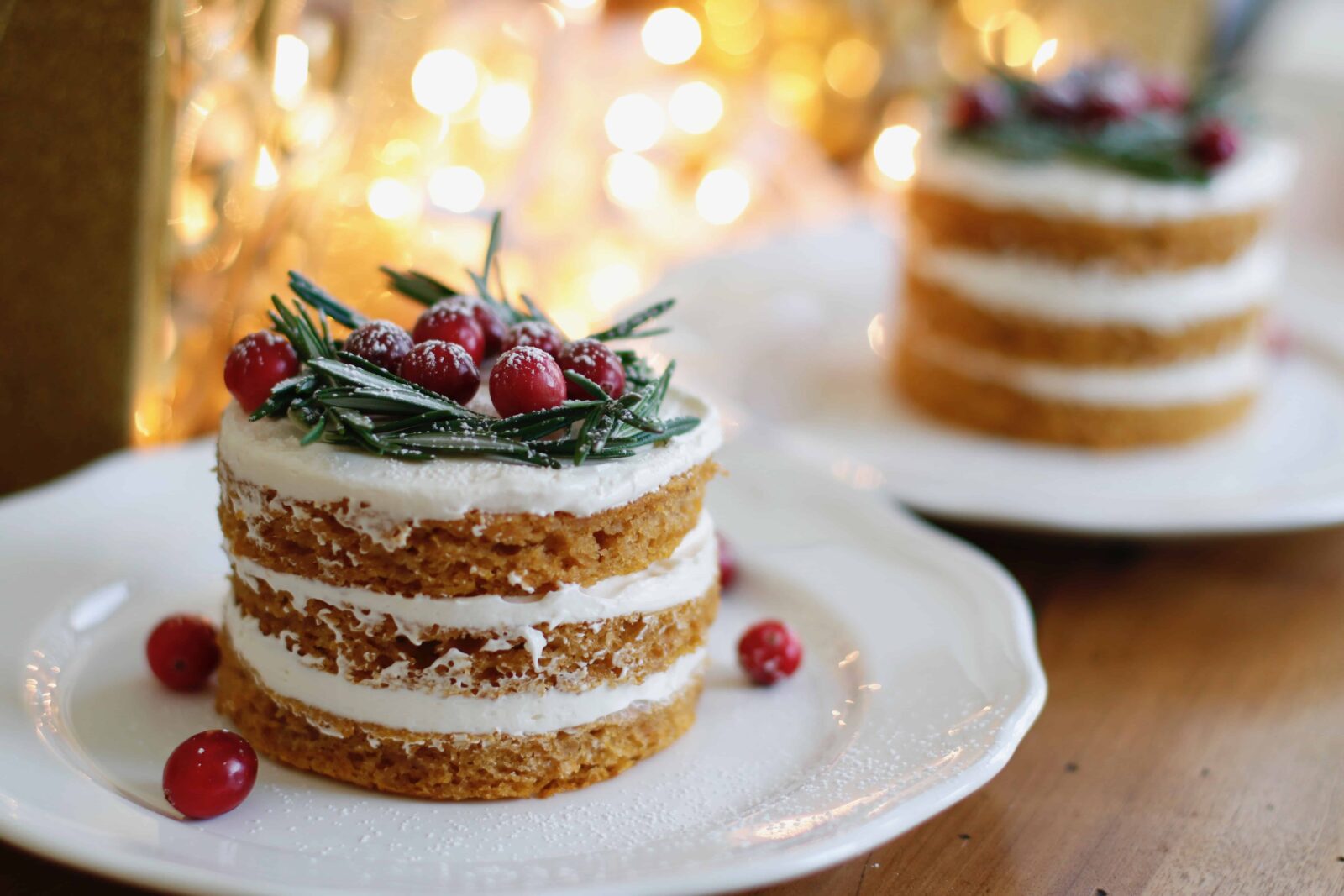 Vegan Holiday Cake served on a white plate