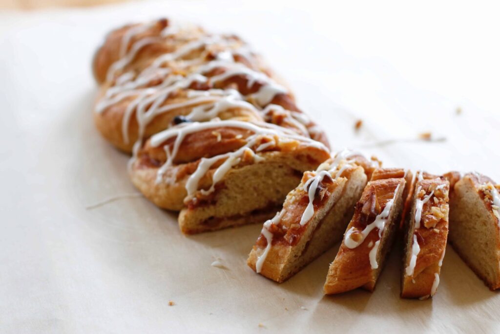 Sliced Apple and Cinnamon Twisted Sweet Bread 