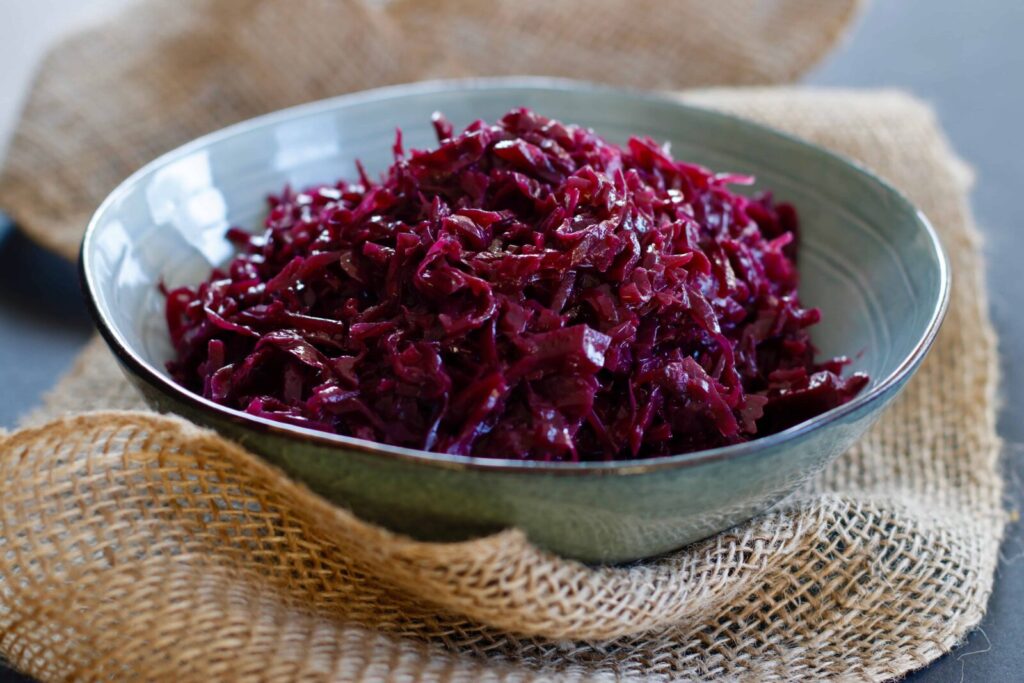 Holiday Red Cabbage served in a bowl