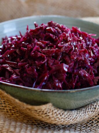 Holiday Red Cabbage served in a bowl