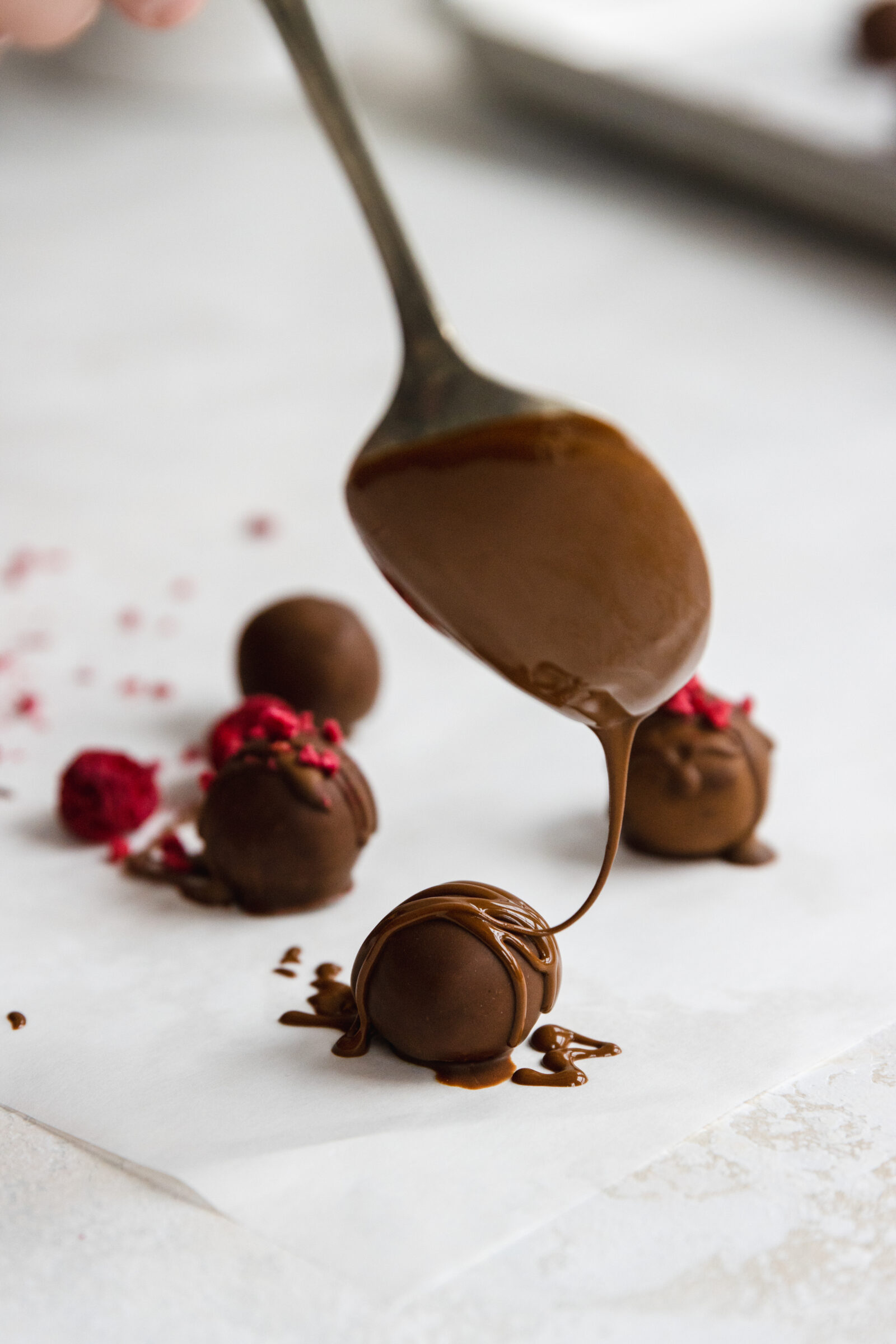 Vegan raspberry truffles