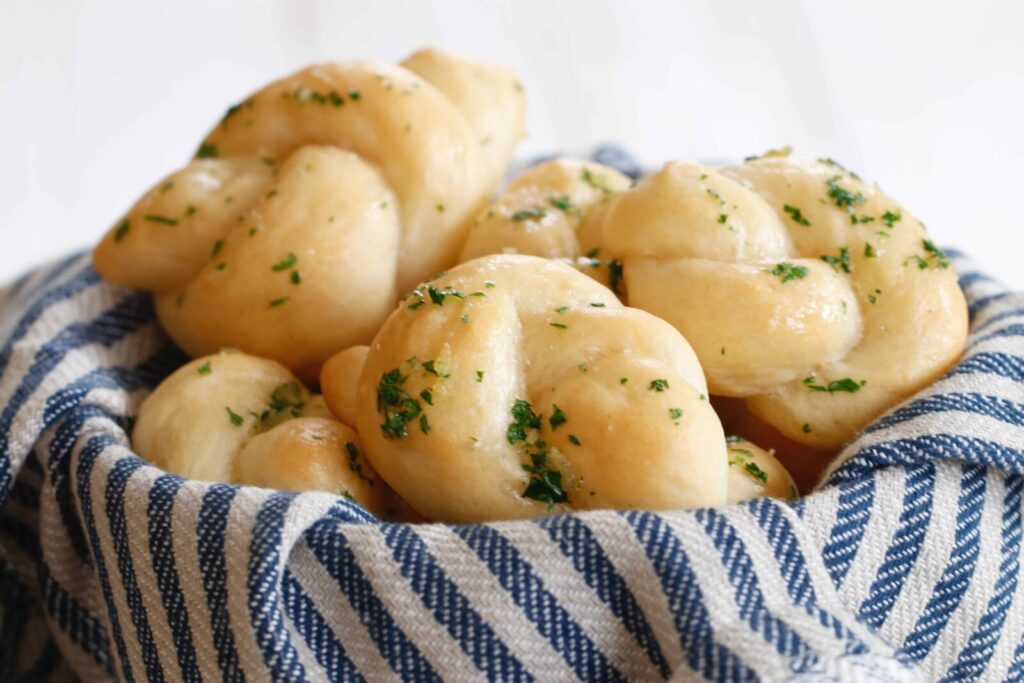 Vegan Garlic Knots served with fresh parsley