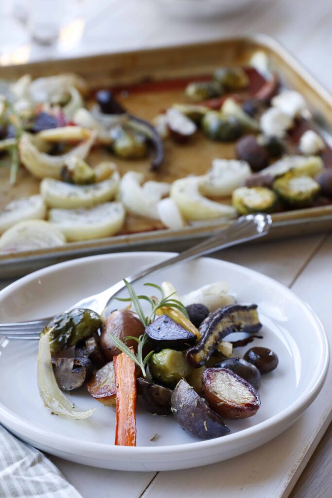 Vegan Roasted Fall Vegetables on a plate