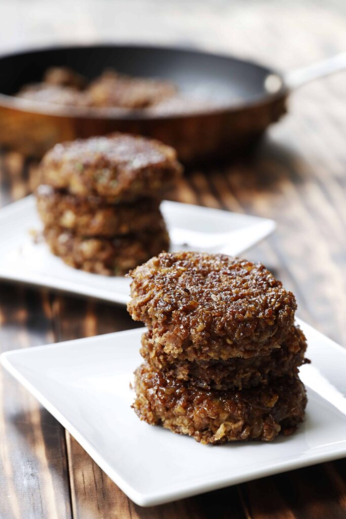 Vegan Breakfast Sausage Patties on a plate