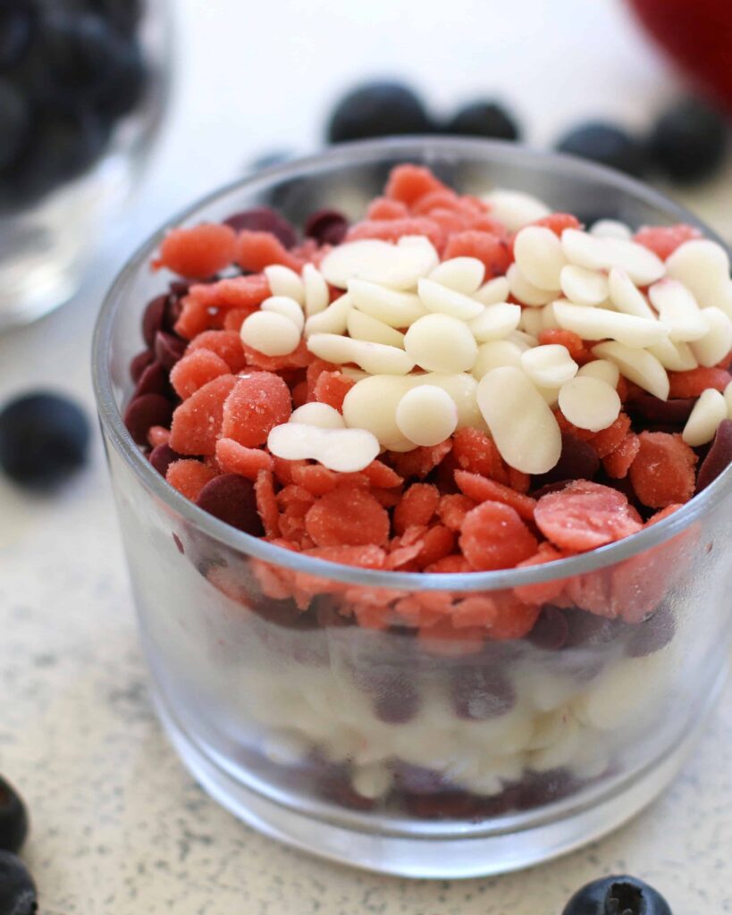 Pink, blue, and white Vegan Dippin' Dots