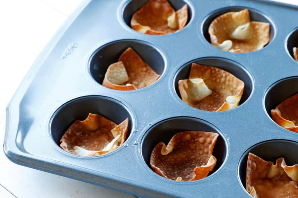 Wonton Cups in a baking tray