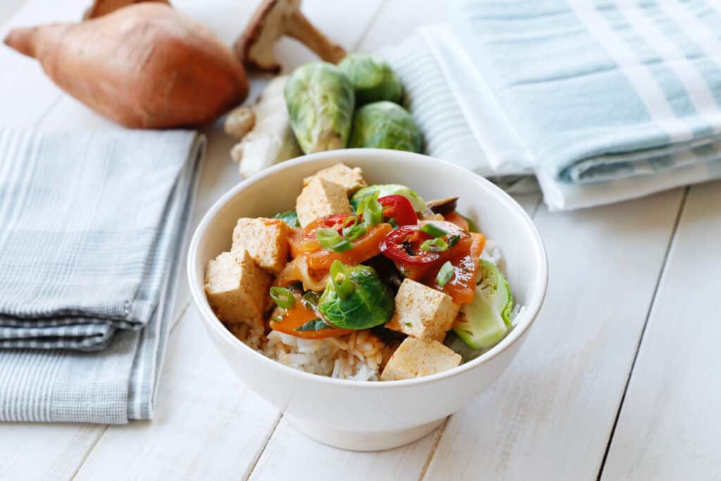 Vegan Sweet Potato and Kale Coconut Curry in a bowl