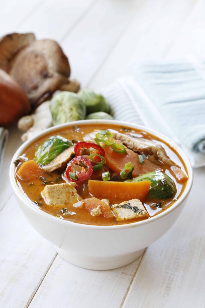 My favorite Vegan Sweet Potato and Kale Coconut Curry in a bowl.