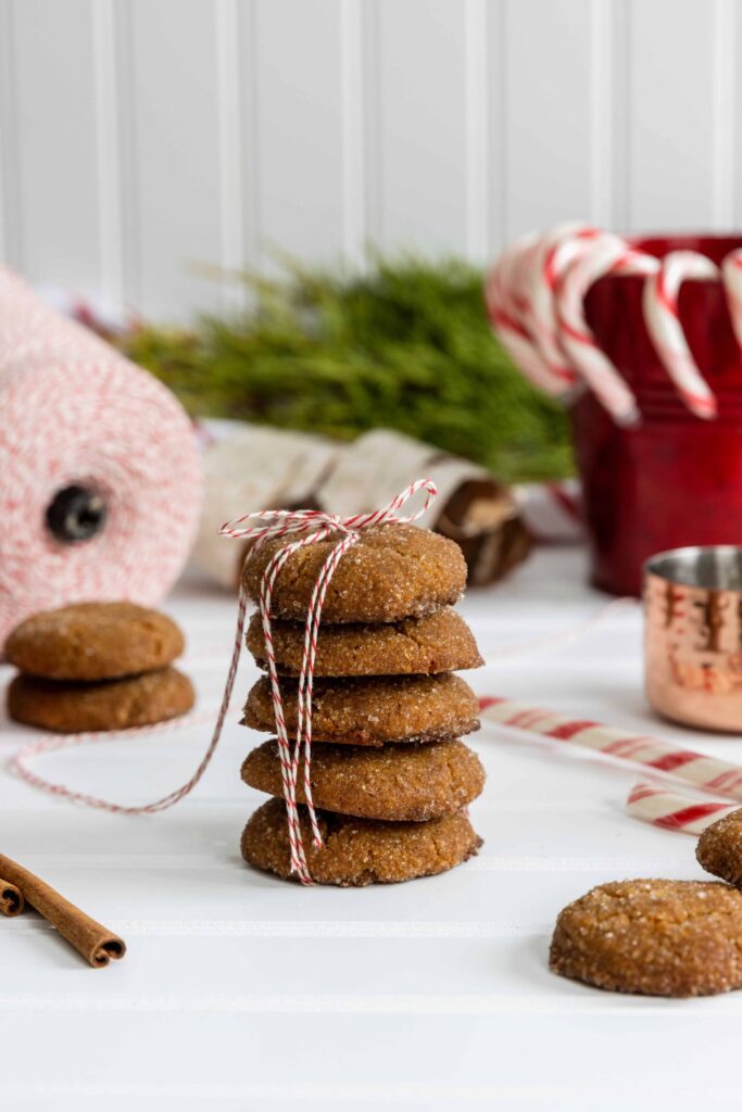 Vegan Gingersnap Cookies tied up with Ribbon 