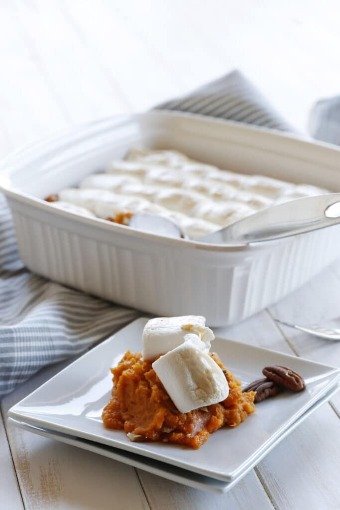 Vegan Sweet Potato and Marshmallows on a plate