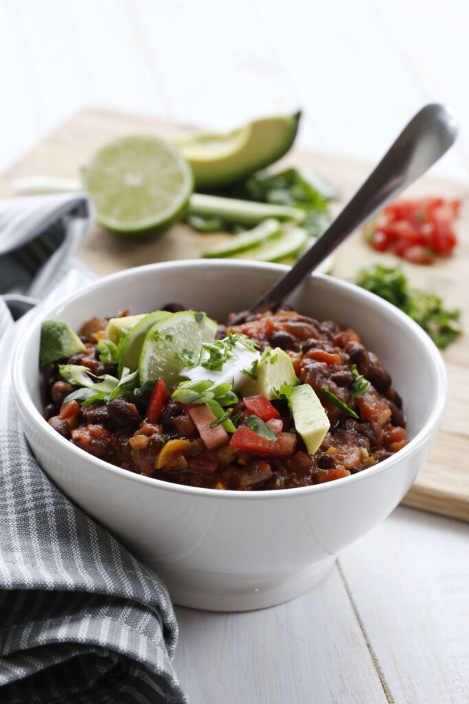 Black Bean Chili served in a bowl