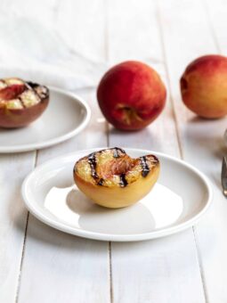 Grilled Peaches Served on a Plate