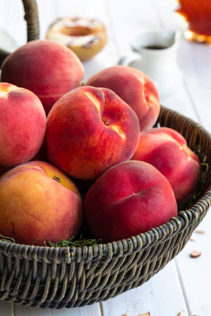 Fresh Peaches in a Basket