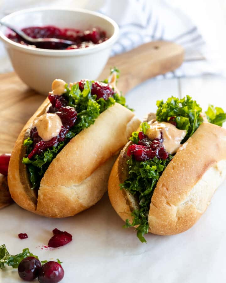 Thanksgiving Sandwich with Kale and Cranberry Sauce
