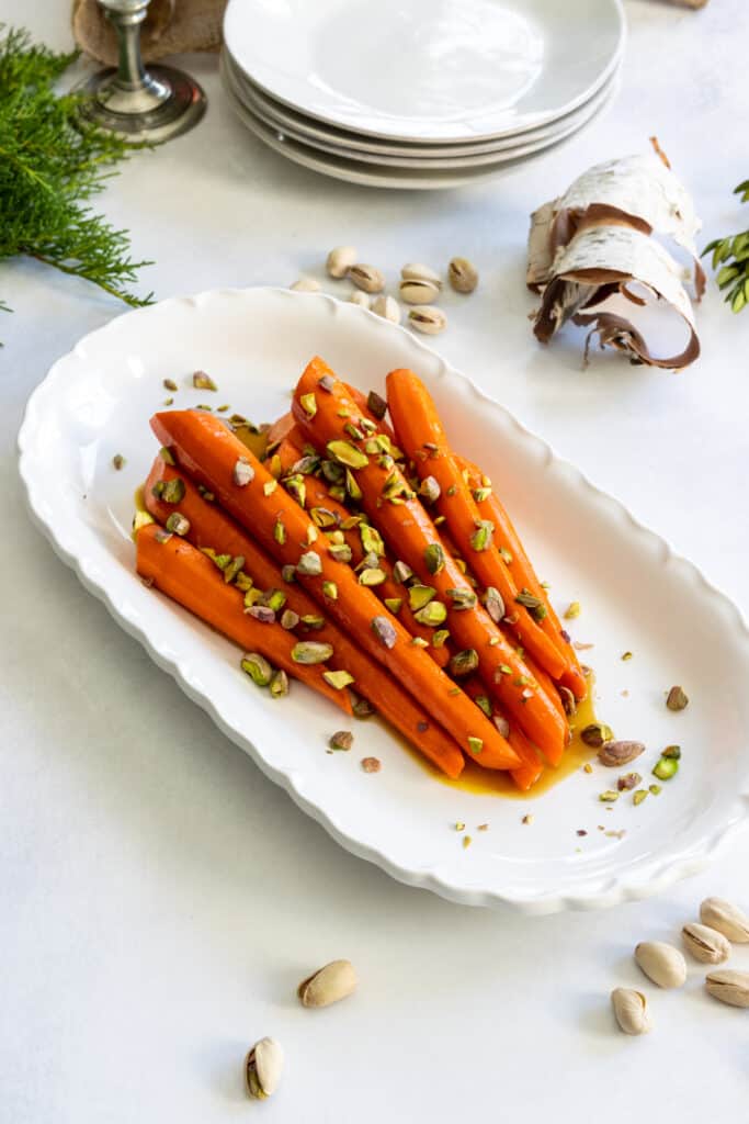 Roasted Carrots with Spicy Maple Glaze and Pistachios on a What Platter