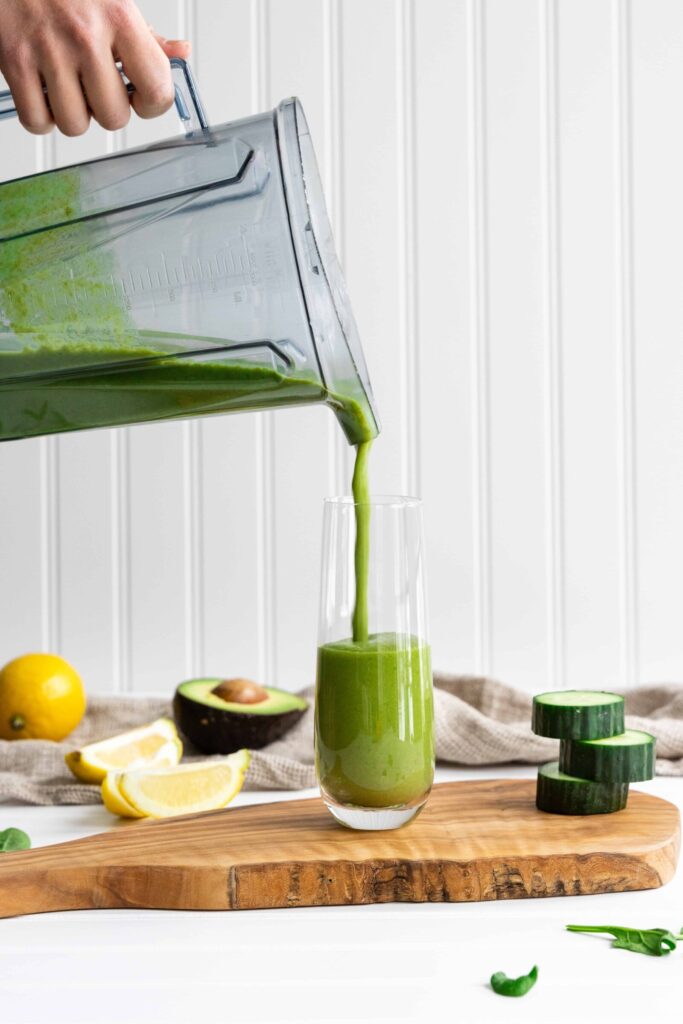 Green Drink being poured into a glass