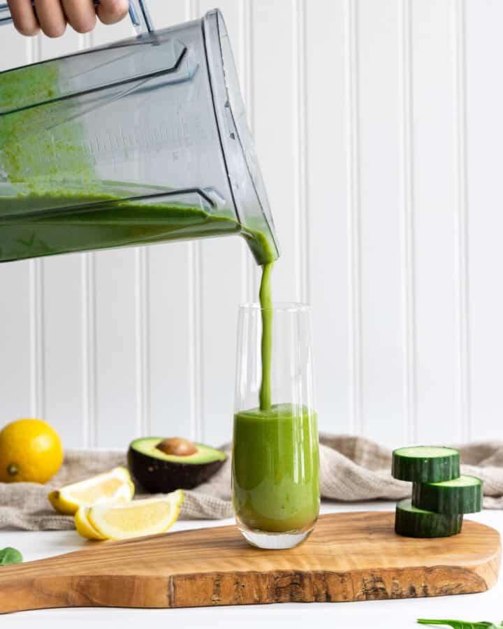 Green Drink being poured into a glass