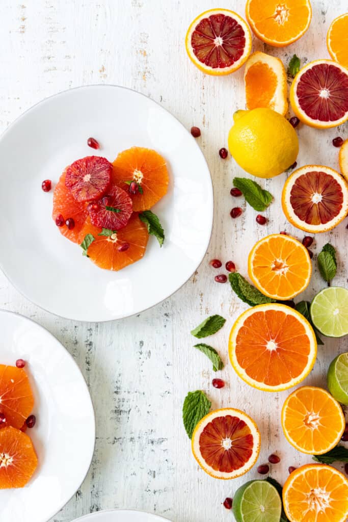 Citrus Salad Plated on Three Plates