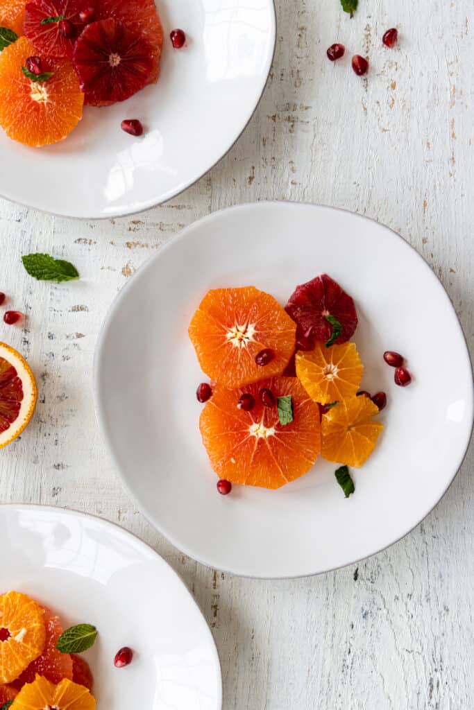 Citrus Salad Plated on Three Plates