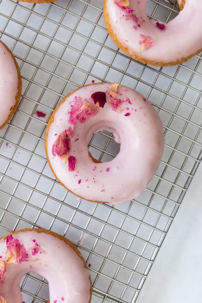 Baked Donuts with Rose Petals