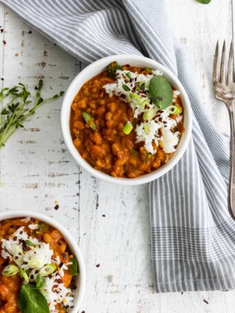 White Bean Coconut Curry in two Bowls