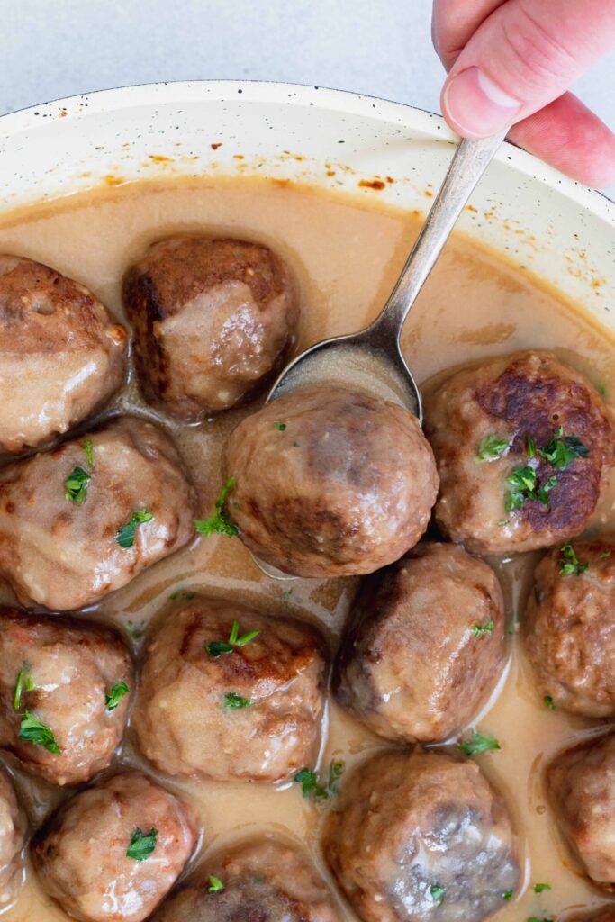 Plant-Based Meatballs in Gravy