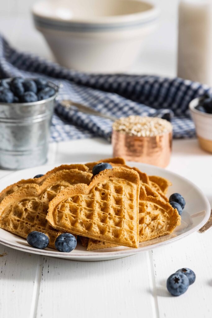 Quick & Easy Oat Waffles with Blueberries