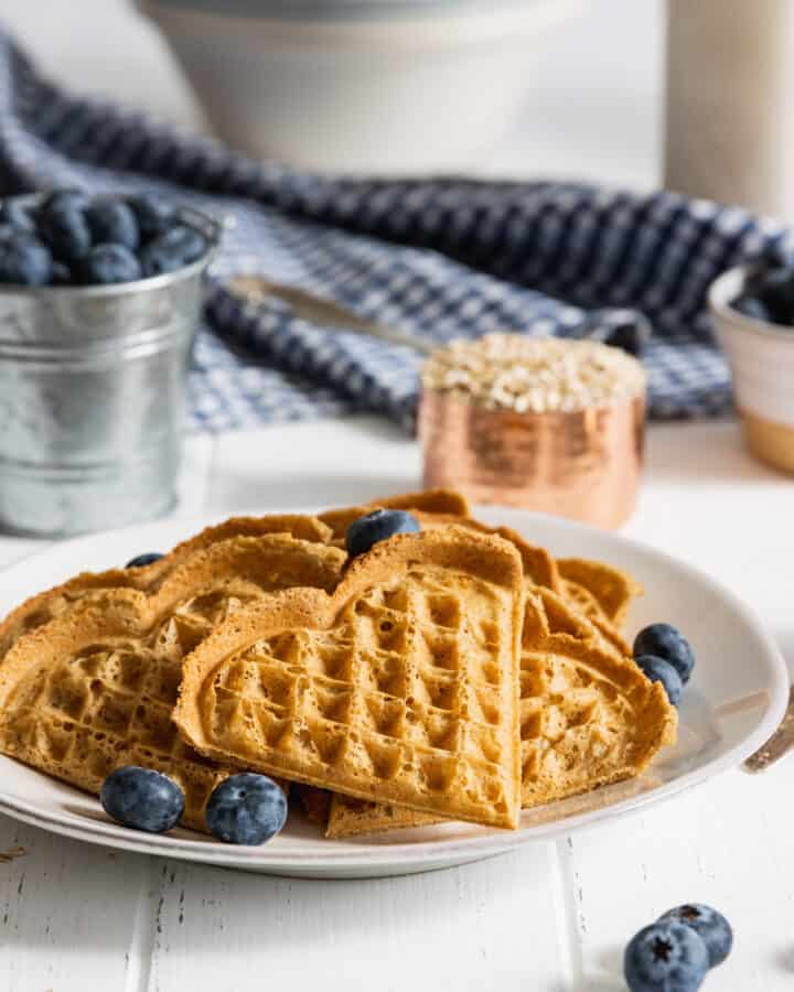 Quick & Easy Oat Waffles with Blueberries