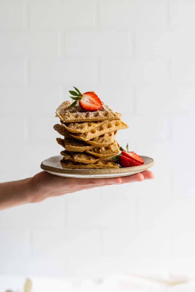 Oat Waffles on a white plate