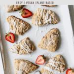 Strawberry Jam Scones on a baking tray