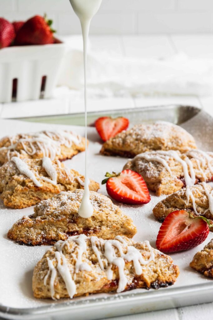 Strawberry Jam Scones with a Lemon Glaze