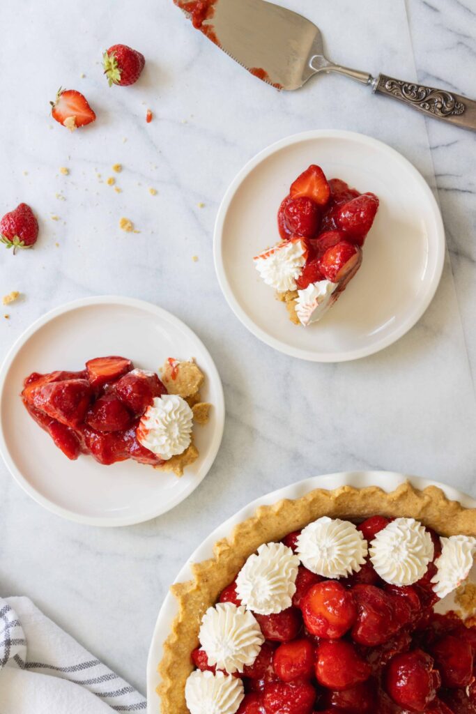 Fresh Pie slices served on two plates