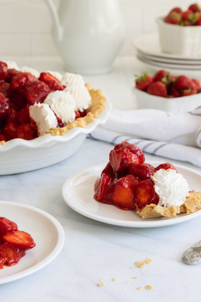 Strawberry Pie Slice with Vegan Whipped Cream