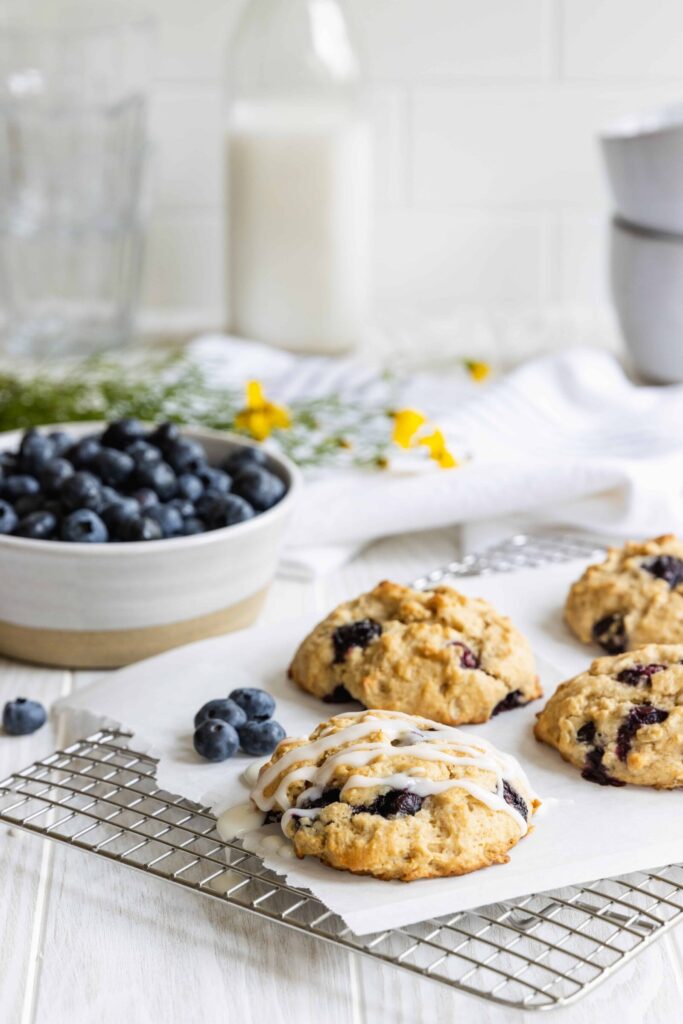 Breakfast Muffin Tops with fresh blueberries