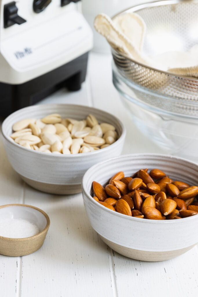 Soaked almonds before blending 