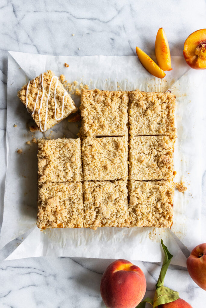 Freshly sliced Peach Bars