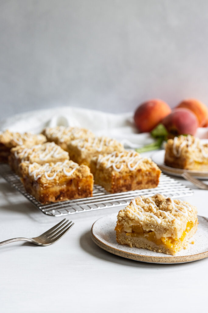 Peach Bars on a cooling rack