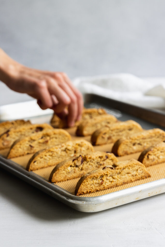 Almond Biscotti on a Baking Sheet