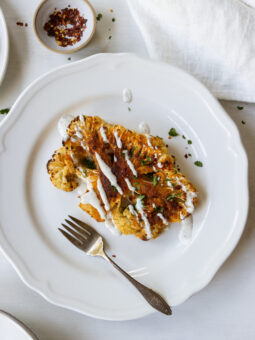 Cauliflower Steak with Vegan Ranch Dressing