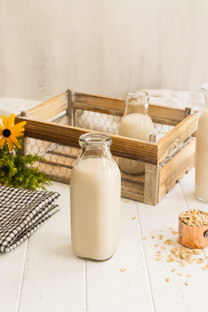 Fresh Oat Milk in a Milk Jar