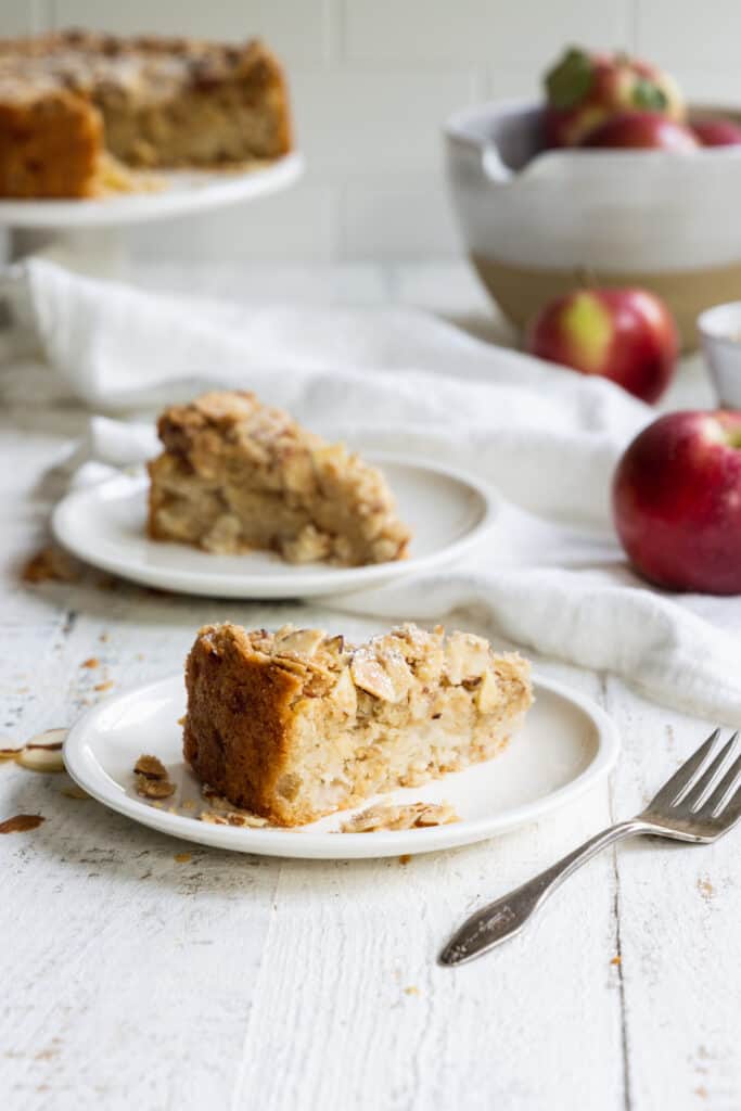 Apple Almond Cake served on a plate