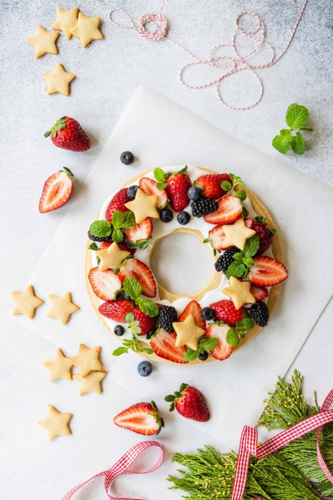 Cookie Wreath with Fresh Berries