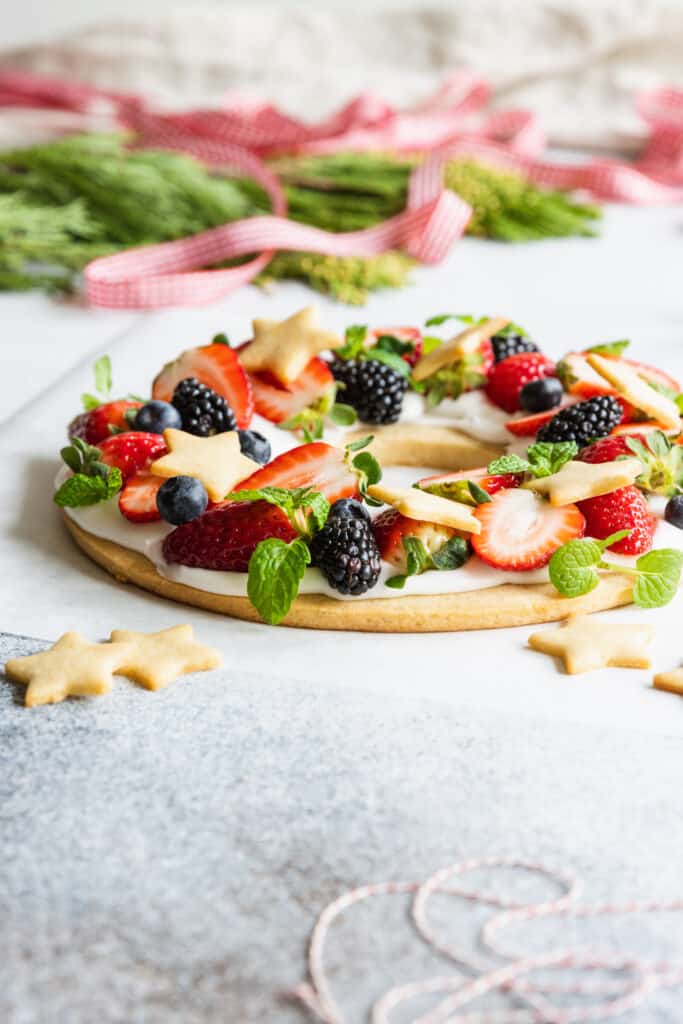 Christmas Cookie Wreath with Fresh Berries