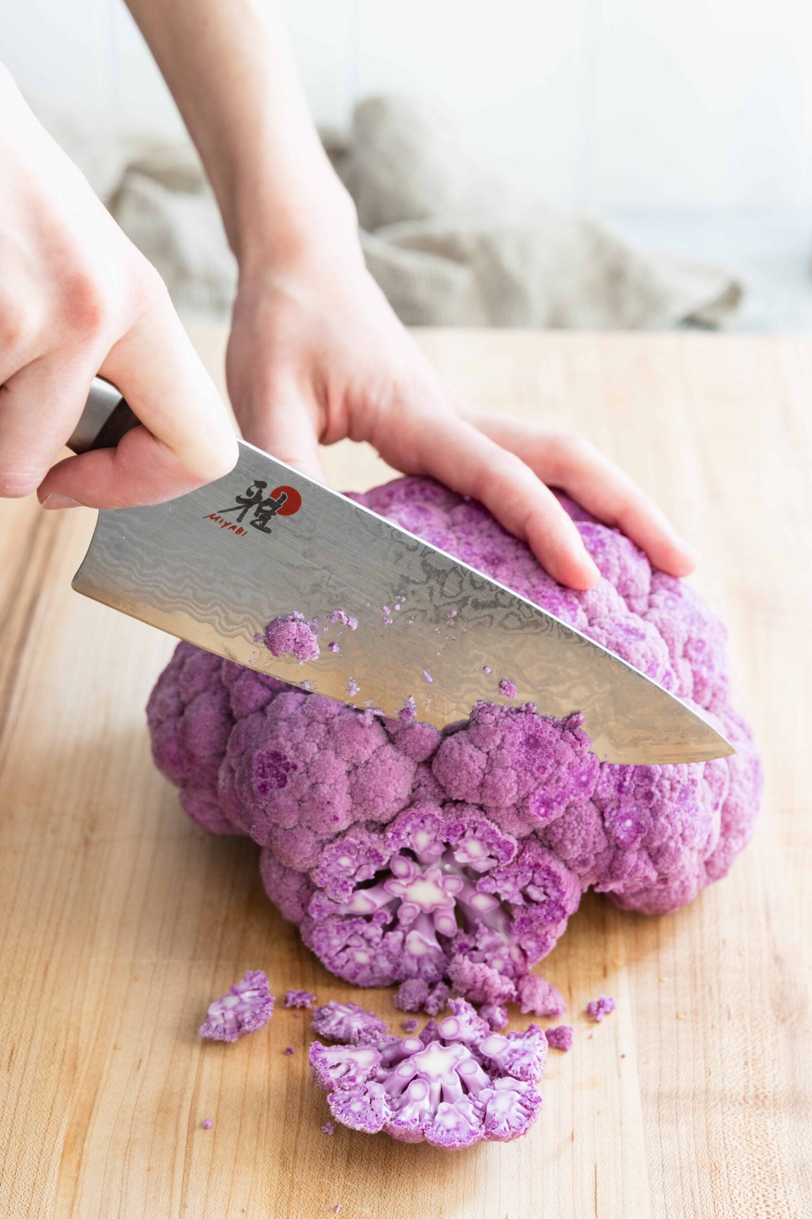 Slicing Purple Cauliflower