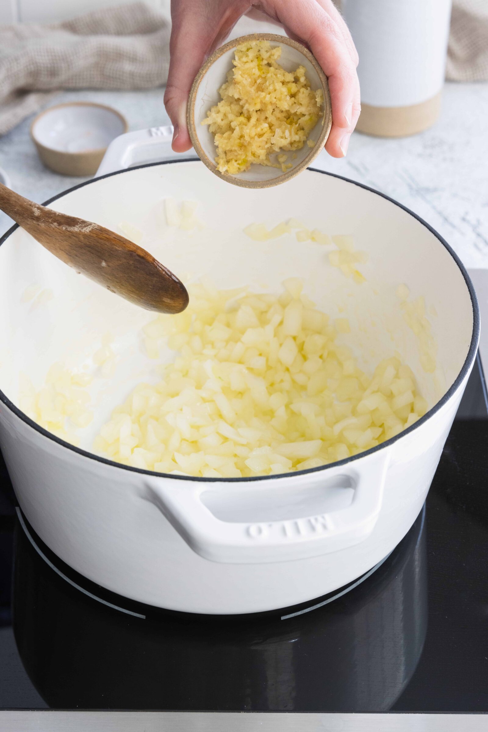 Adding Minced Garlic