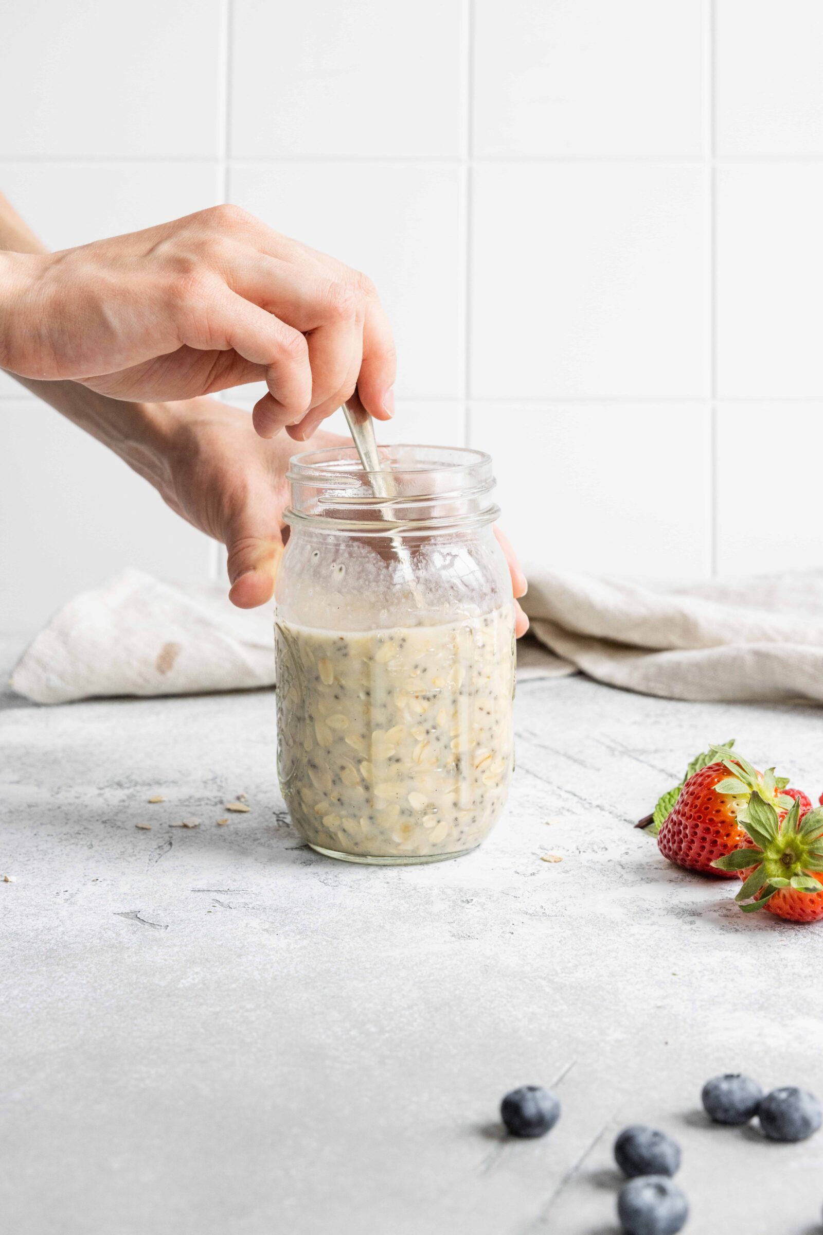 Mixing together the Overnight Oats